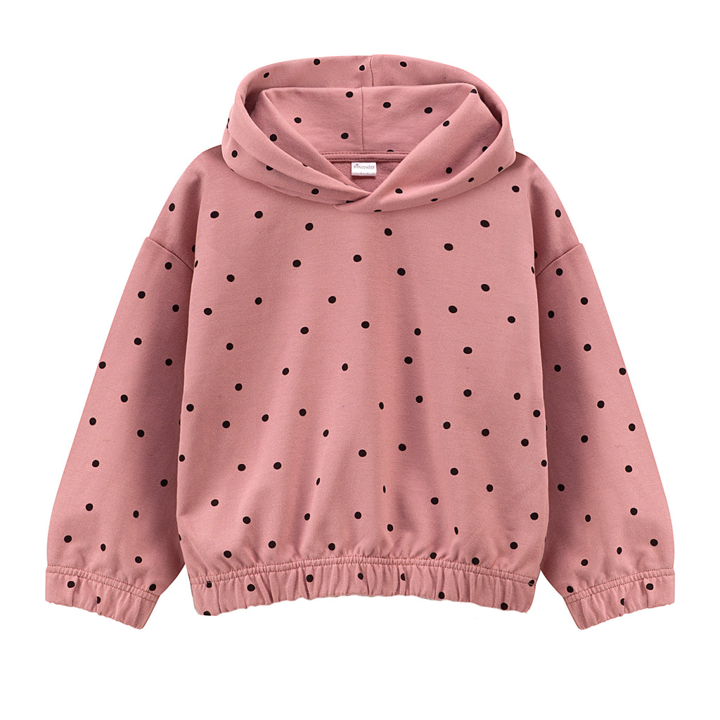 Bluza z kapturem różowa w groszki TRES BIEN