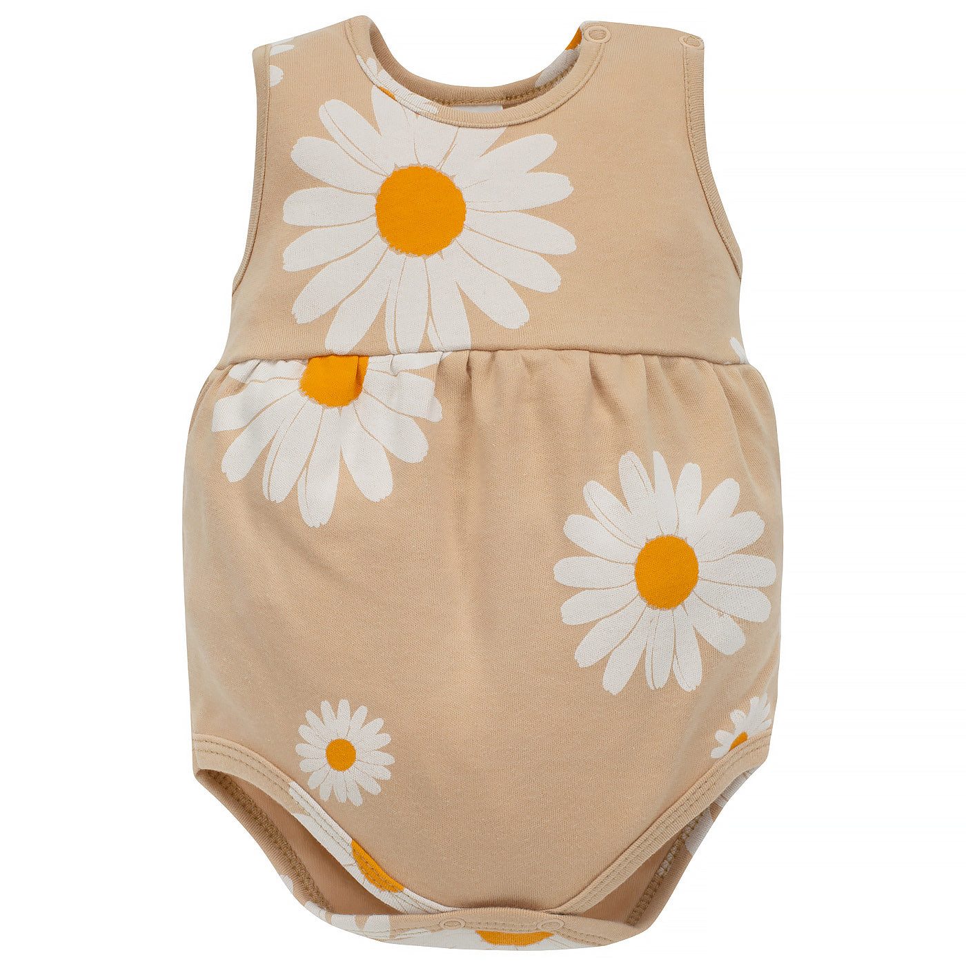 Body przez głowę na ramiączkach beżowe w stokrotki DAISY