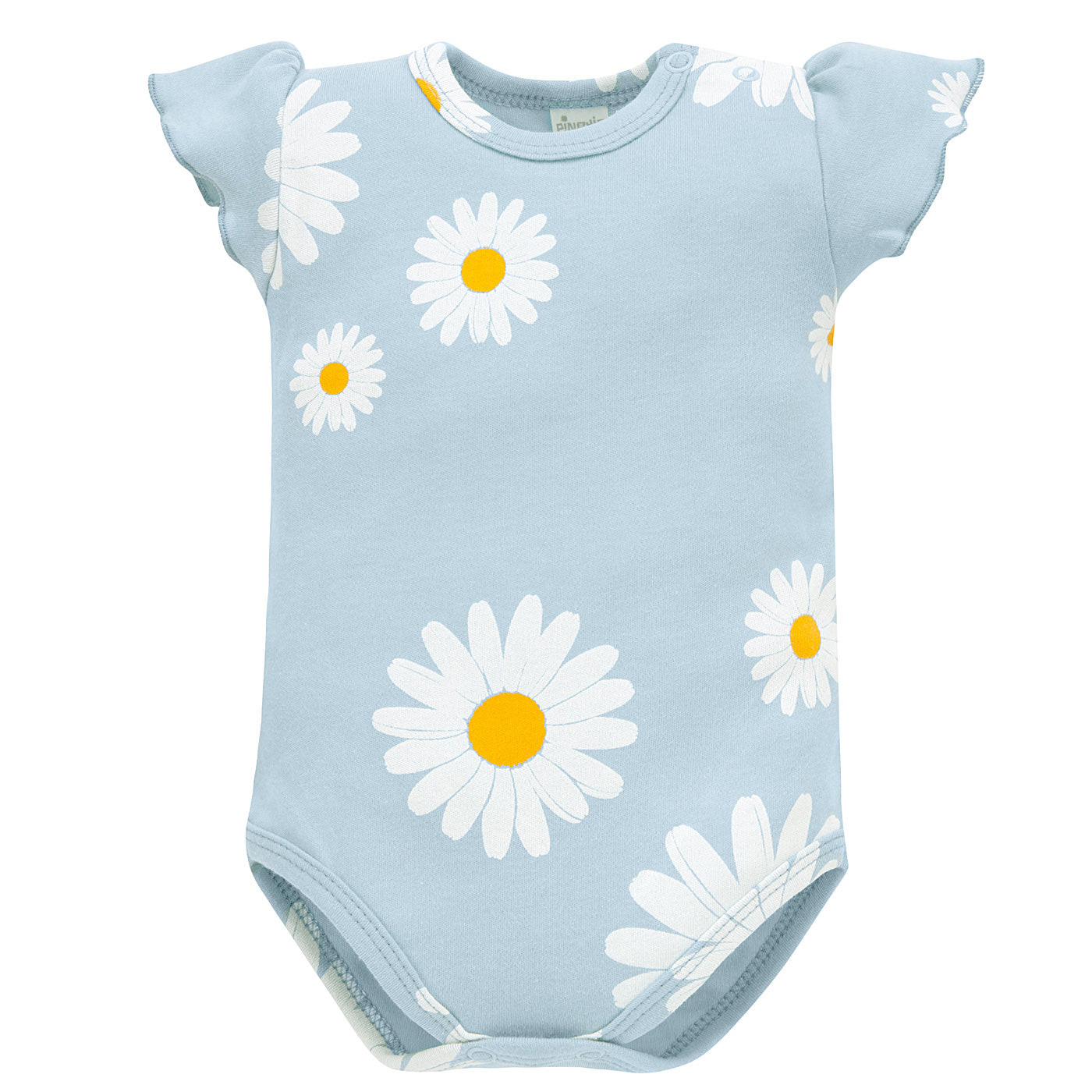 Body przez głowę z krótkim rękawem niebieskie w stokrotki DAISY