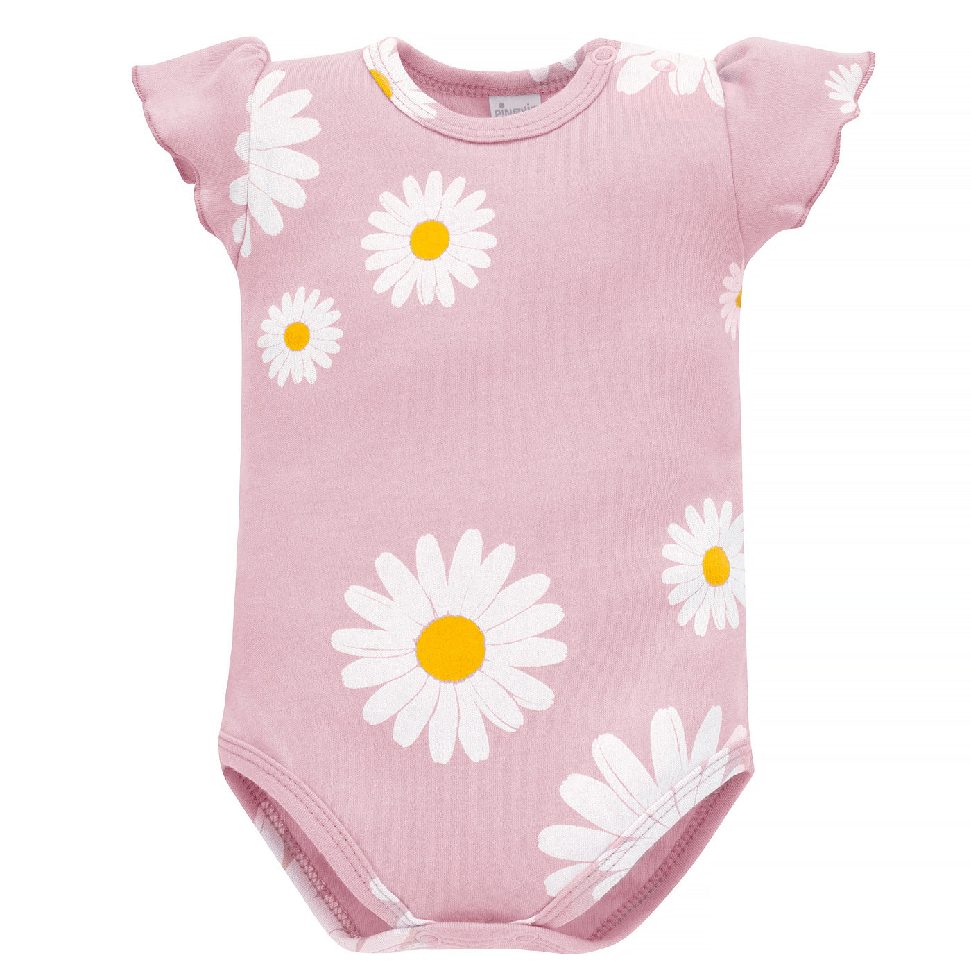 Body przez głowę z krótkim rękawem różowe w stokrotki DAISY