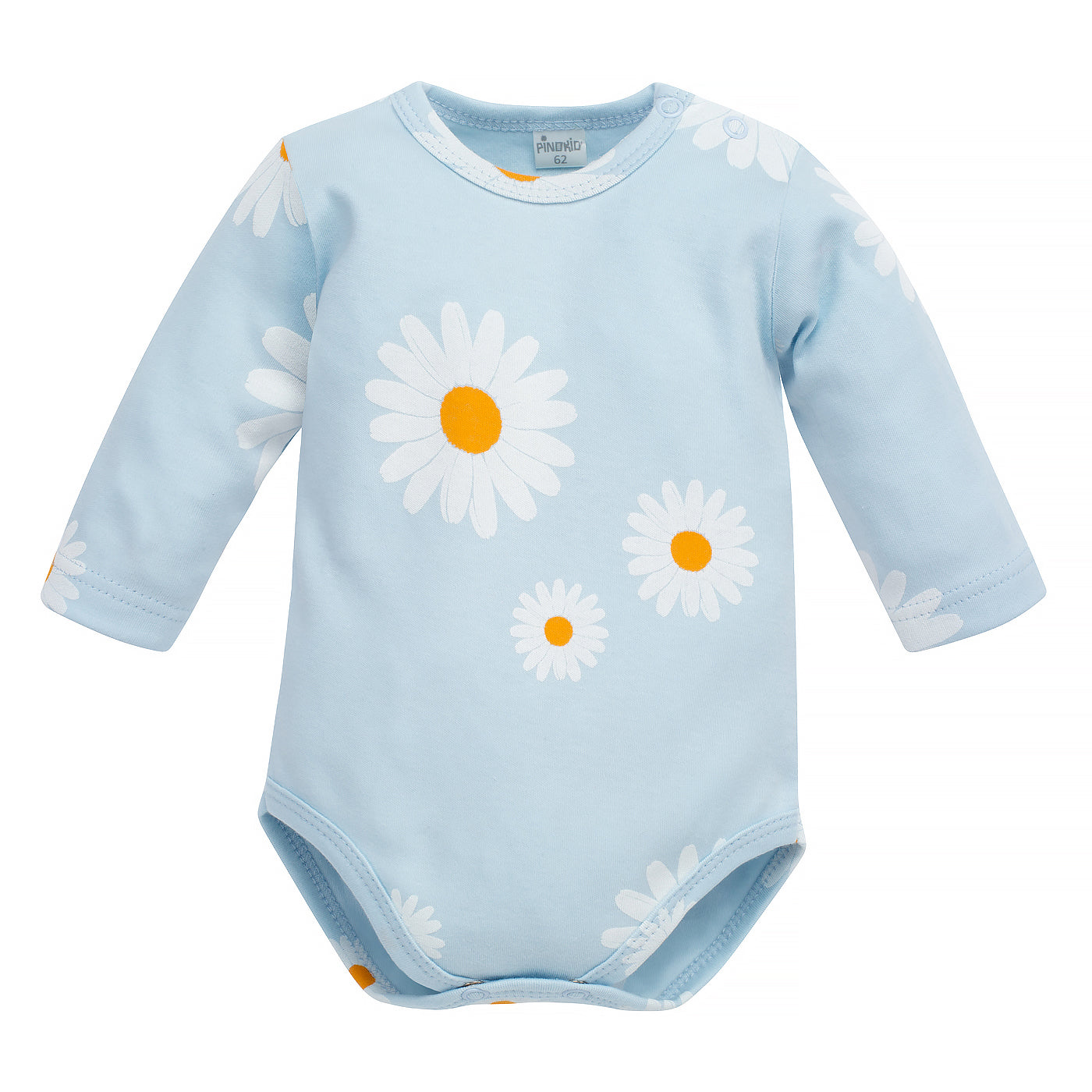 Body przez głowę z długim rękawem niebieskie w stokrotki DAISY