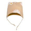 Czapka wiązana, niemowlęca, beżowa w stokrotki DAISY