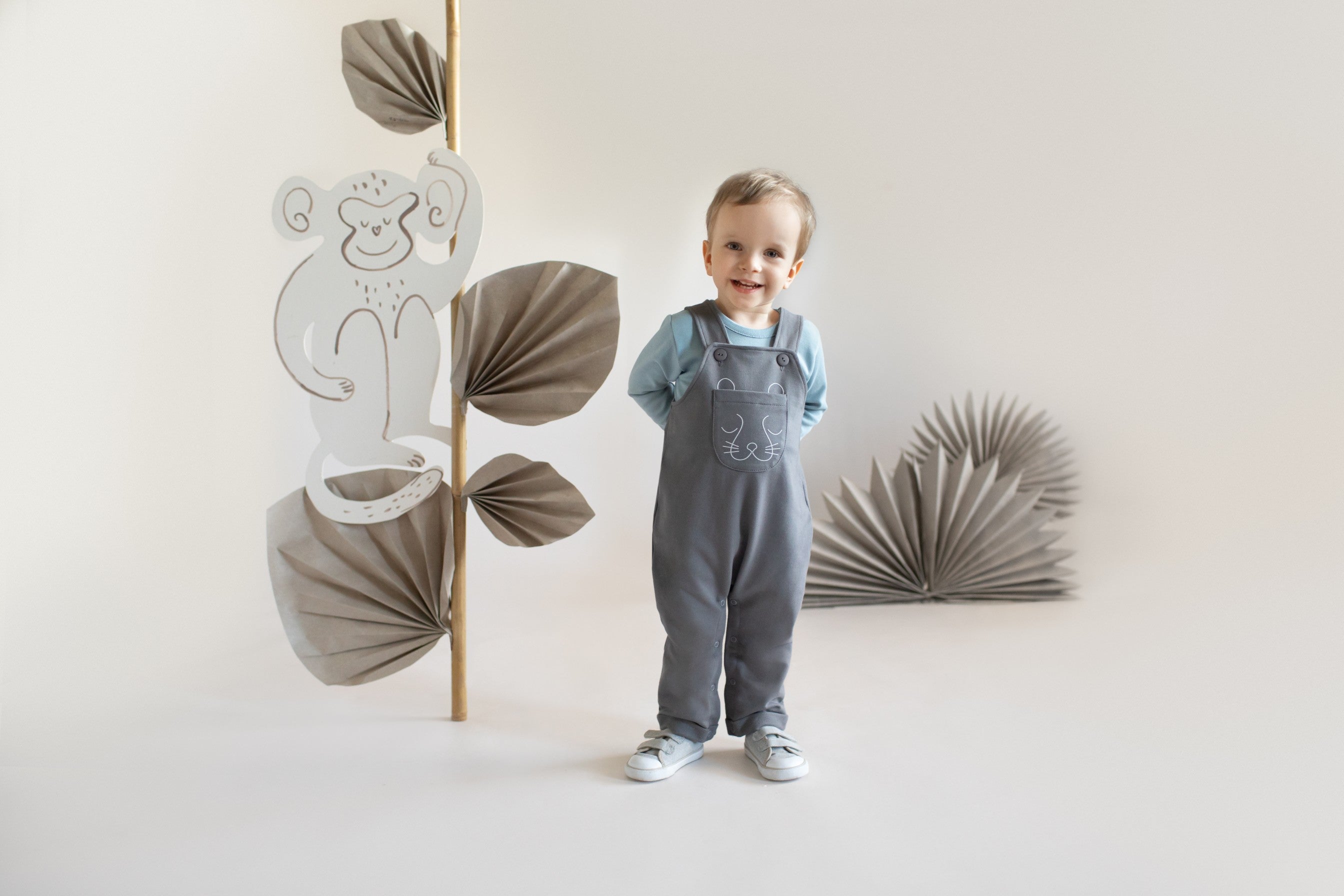 Ogrodniczki Dziecięce Grafitowe Slow Life