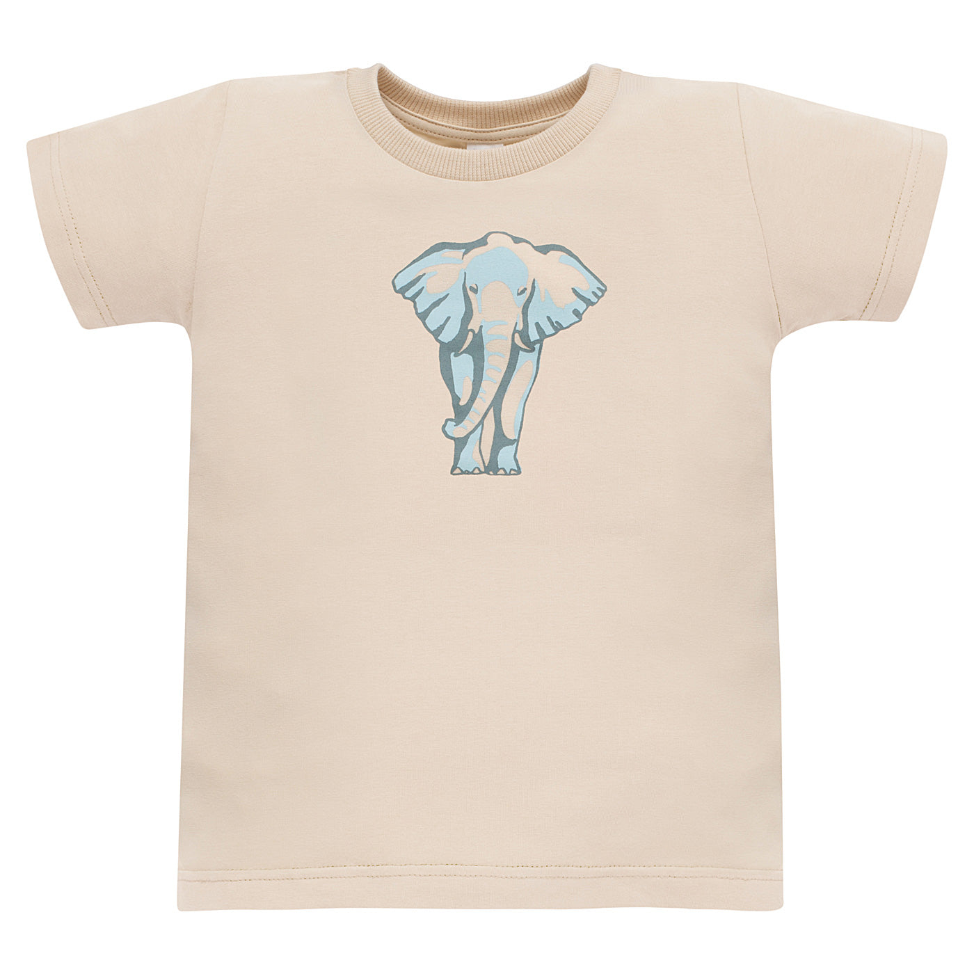 T-shirt beżowy ze słoniem Safari