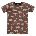 T-shirt brązowy w druk "afryka" Safari