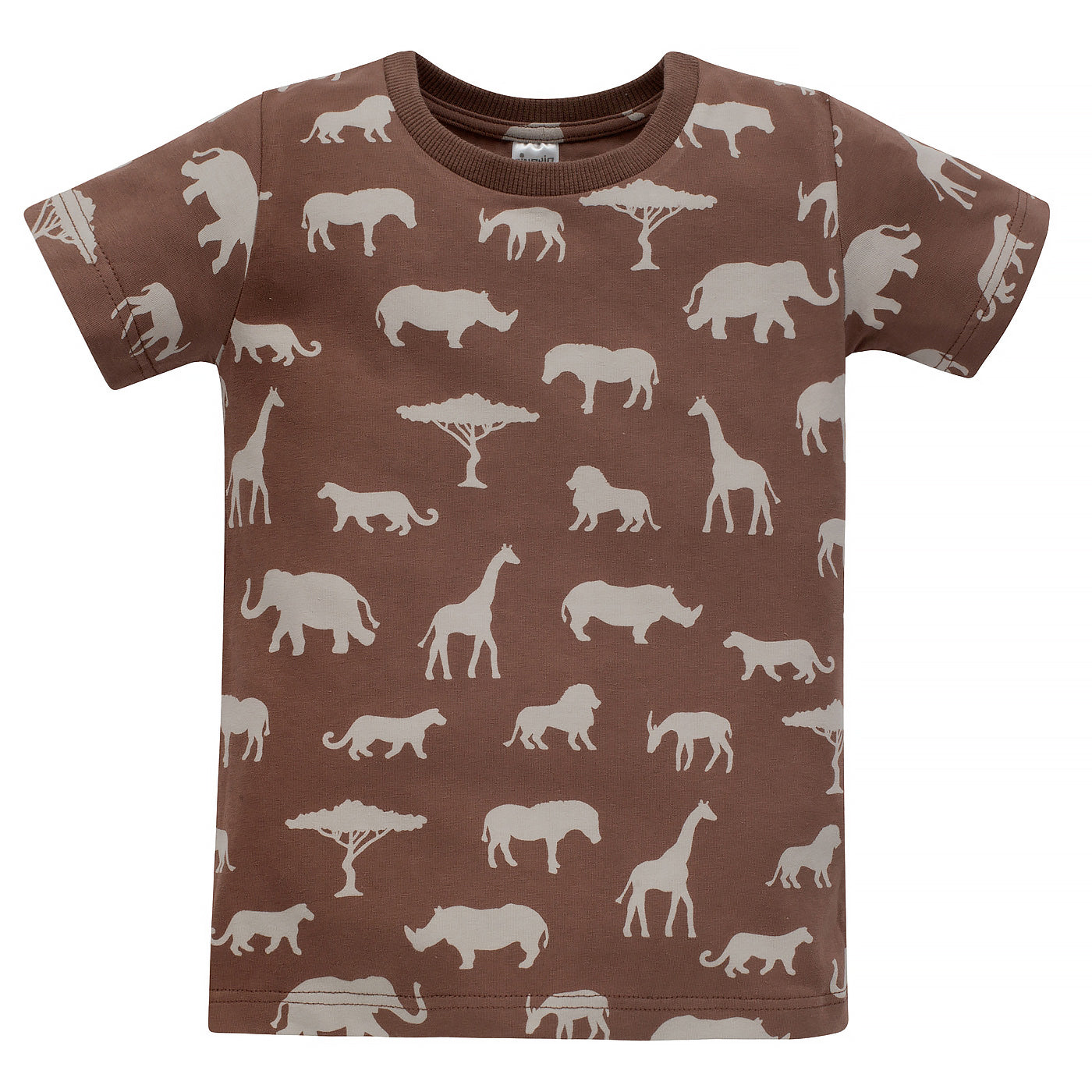 T-shirt brązowy w druk "afryka" Safari