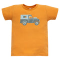 T-shirt pomarańczowy z samochodem Safari